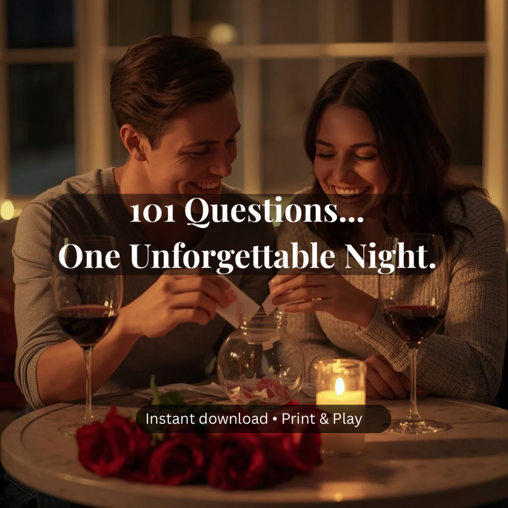 Romantic Valentine’s Day card game – 101 questions for couples printable