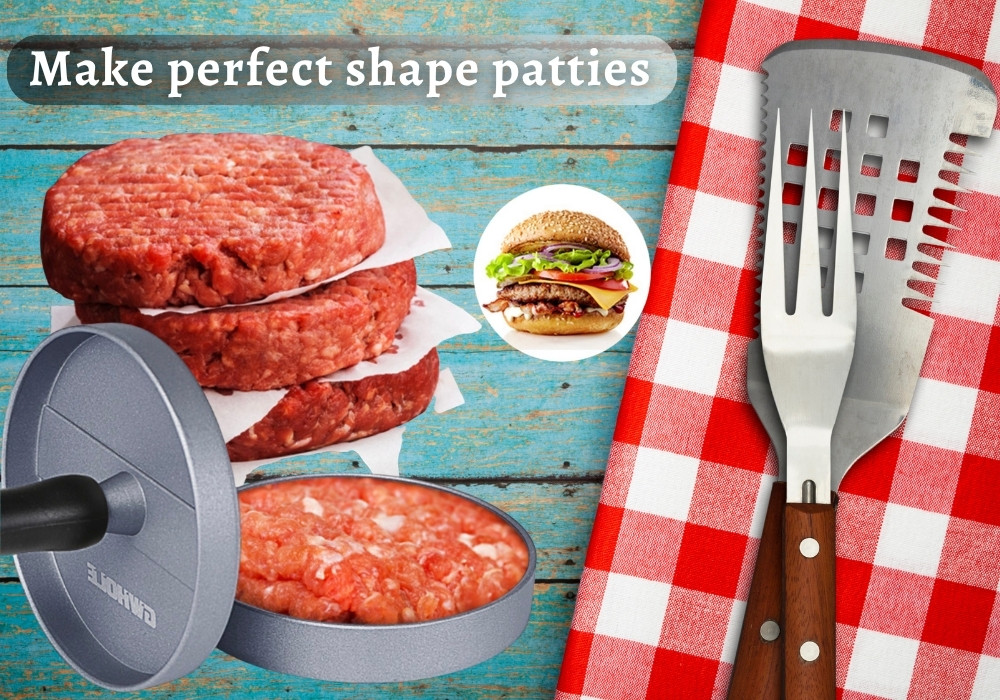 burger patty press tool making perfect homemade burgers on kitchen counter