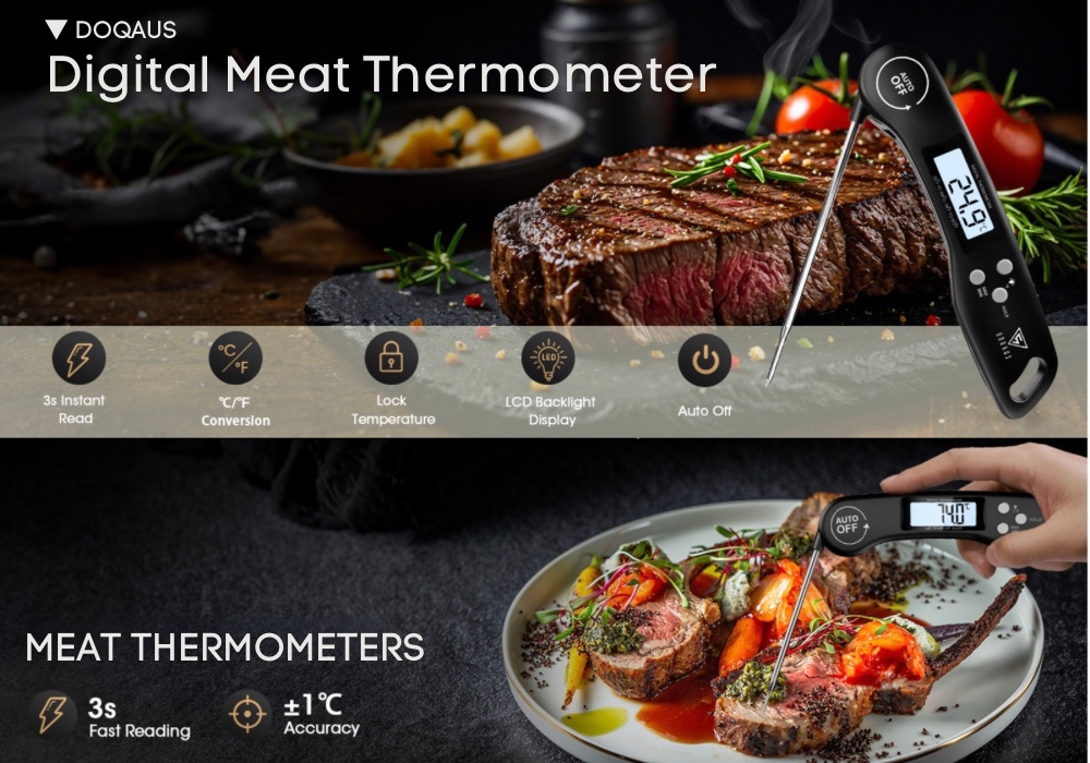 digital meat thermometer for perfectly cooked steak and BBQ meats