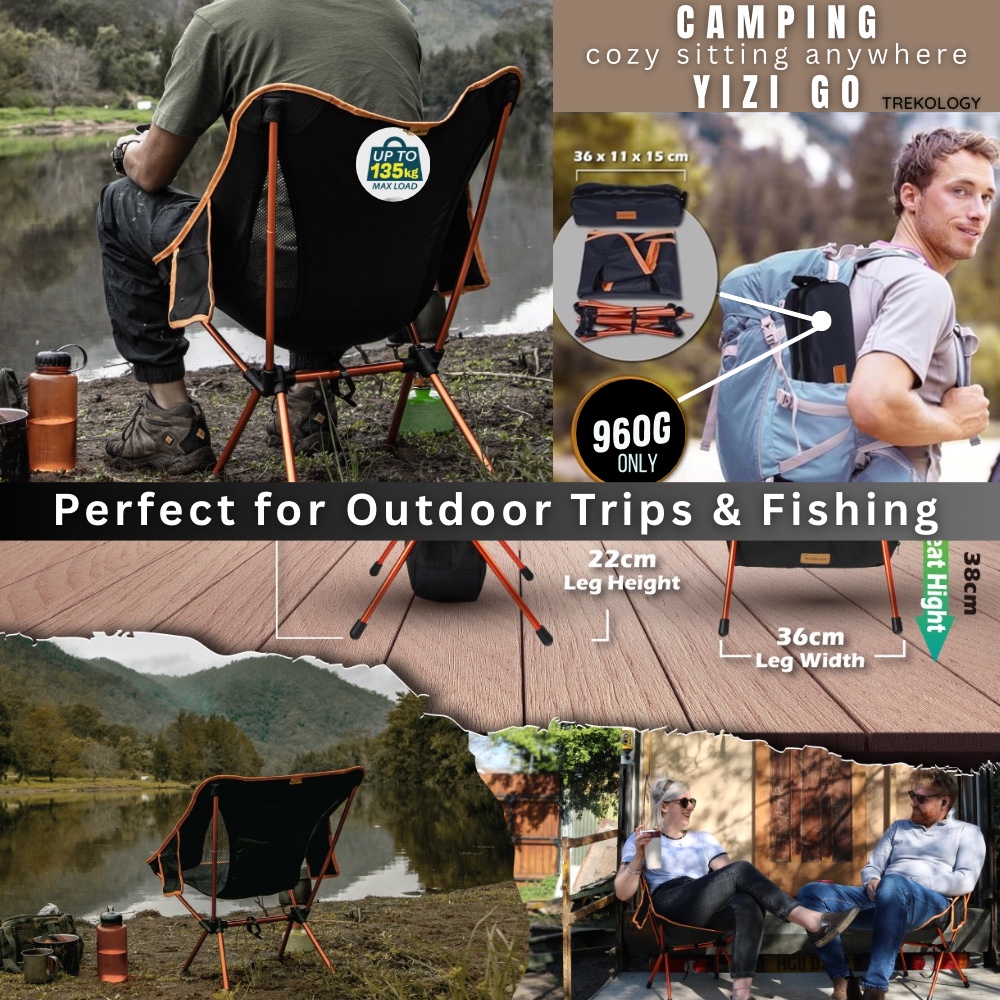 Lightweight foldable camping chair for fishing and outdoor use, compact and portable