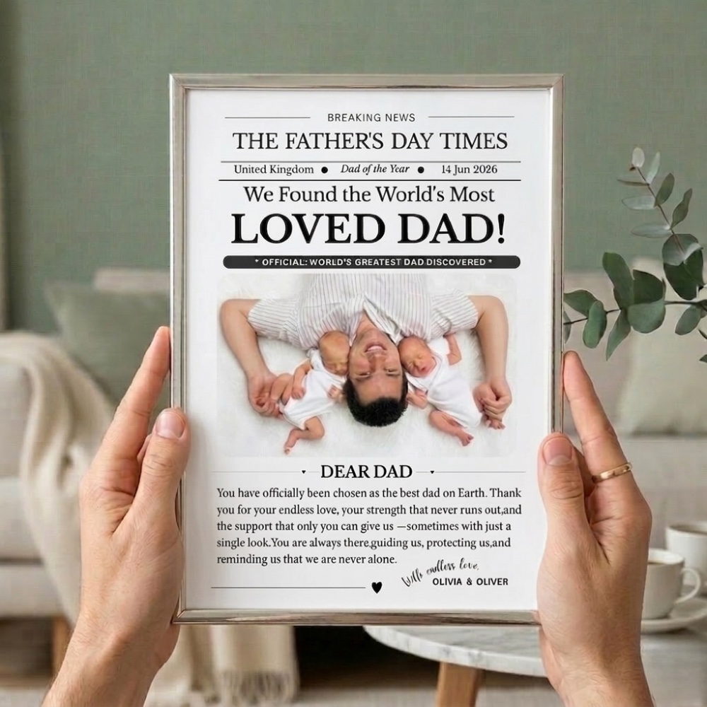 Father’s Day printable gift bundle with customizable photo frame and greeting cards