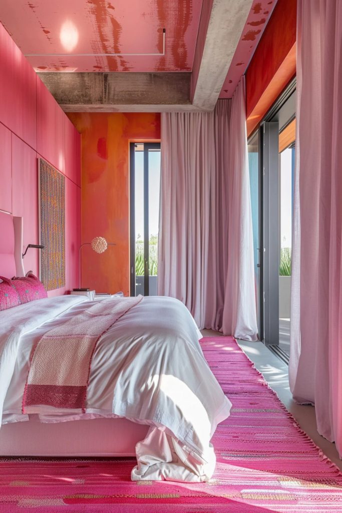 bold pink bedroom modern luxury pink interior vibrant pink walls stylish feminine bedroom decor luxury pink aesthetic