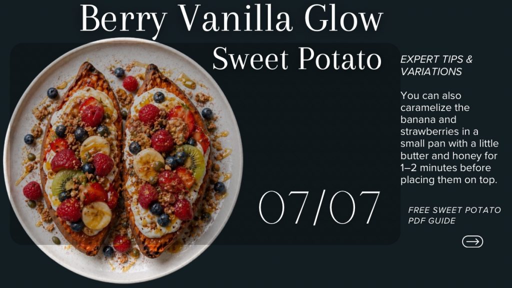 Berry vanilla glow sweet potato with yogurt, berries and granola healthy breakfast recipe