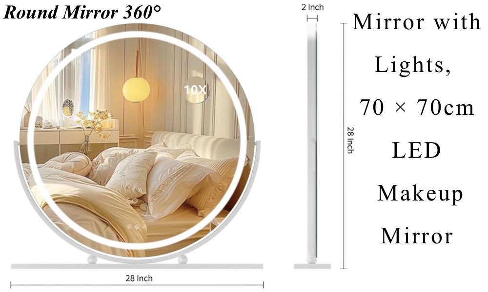 round led mirror makeup mirror with lights 70cm vanity mirror modern bathroom bedroom mirror