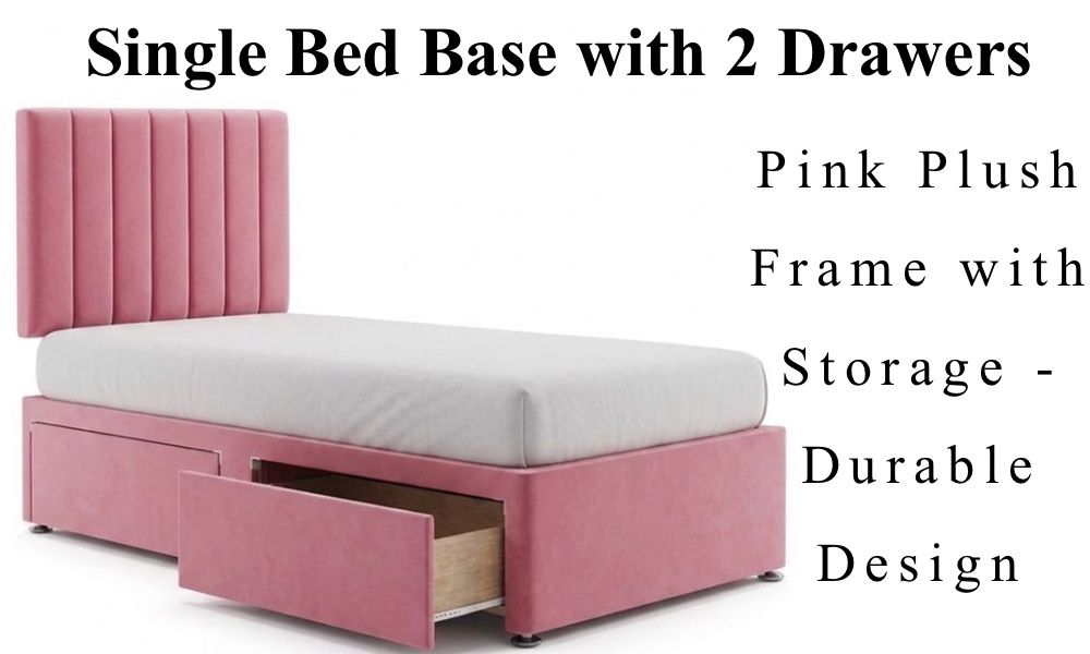 pink bed frame with storage drawers upholstered velvet single bed modern feminine bedroom furniture