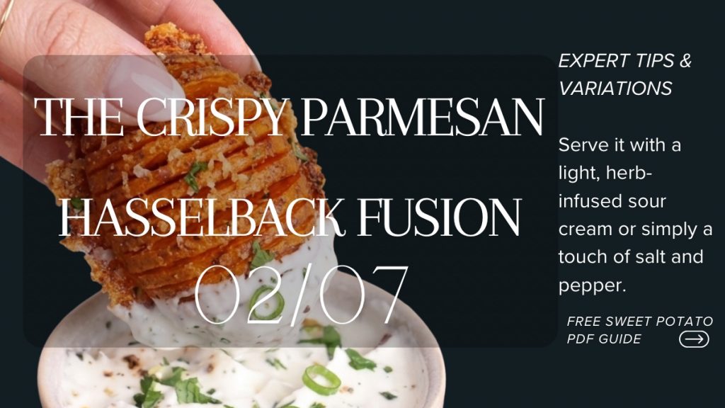 Crispy roasted garlic parmesan hasselback potatoes with herb seasoning on a dark plate.