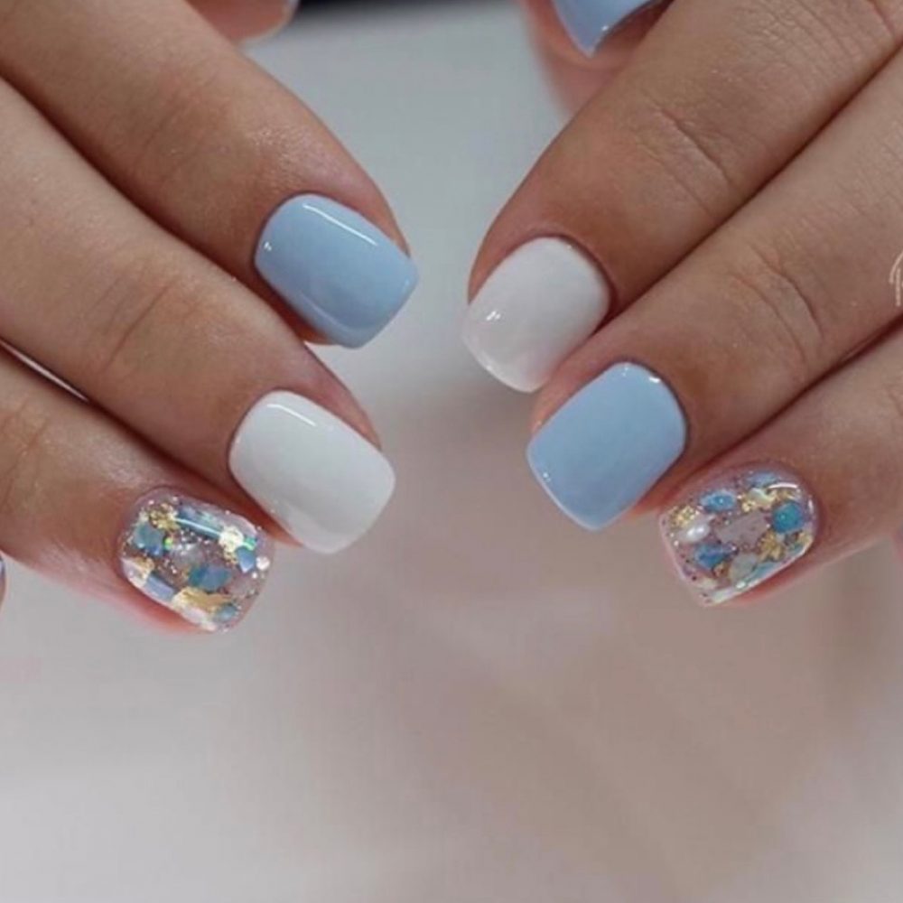 7. Baby Blue Short Nails