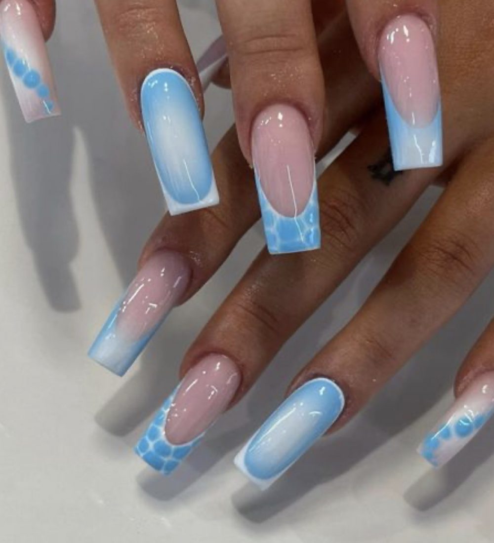 Baby Blue French Nails