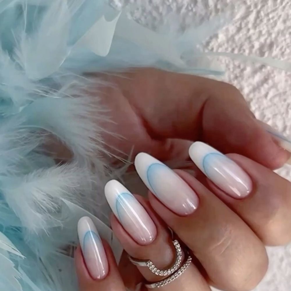 Baby blue almond nails